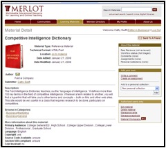 Screenshot of MERLOT showing the newly submitted material with display image
